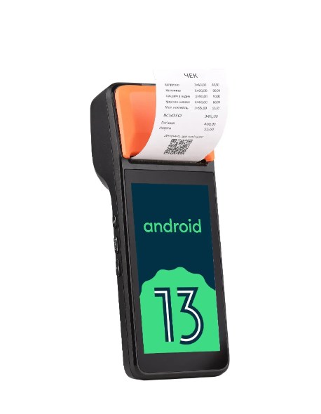 Мобільна каса “Afina” 3-в-1. POS-термінал на Android 13 + принтер чеків + сканер штрихкодів. Робота на акумуляторі до 12 годин