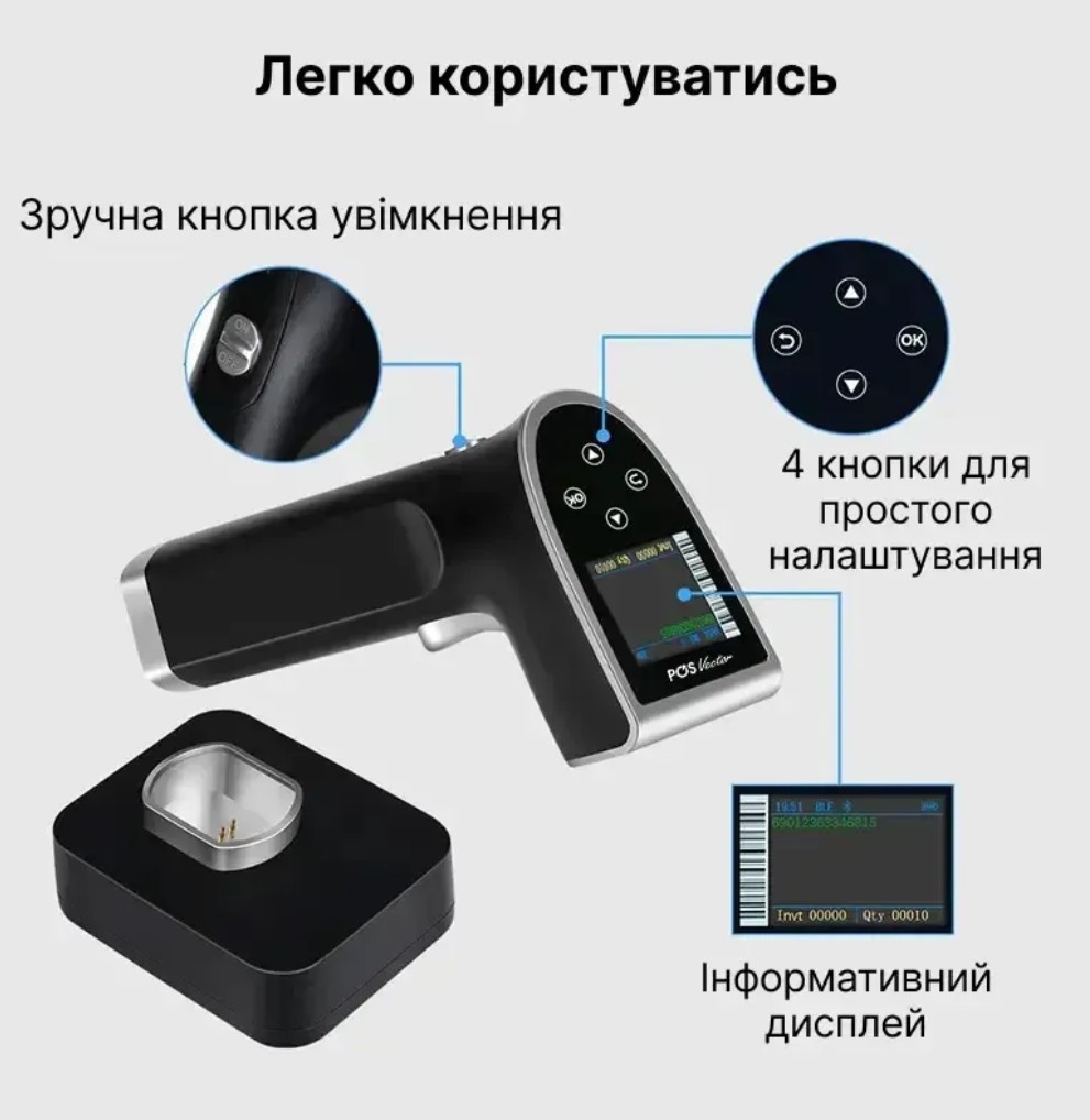 Бездротовий сканер зчитувач штрих-кодів 2D/1D YHD-6800DB-PRO (BlueTooth)