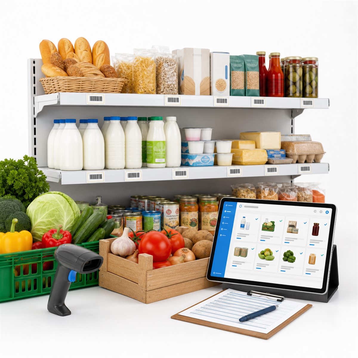 Продукти, залишки і накладні для продуктового магазину